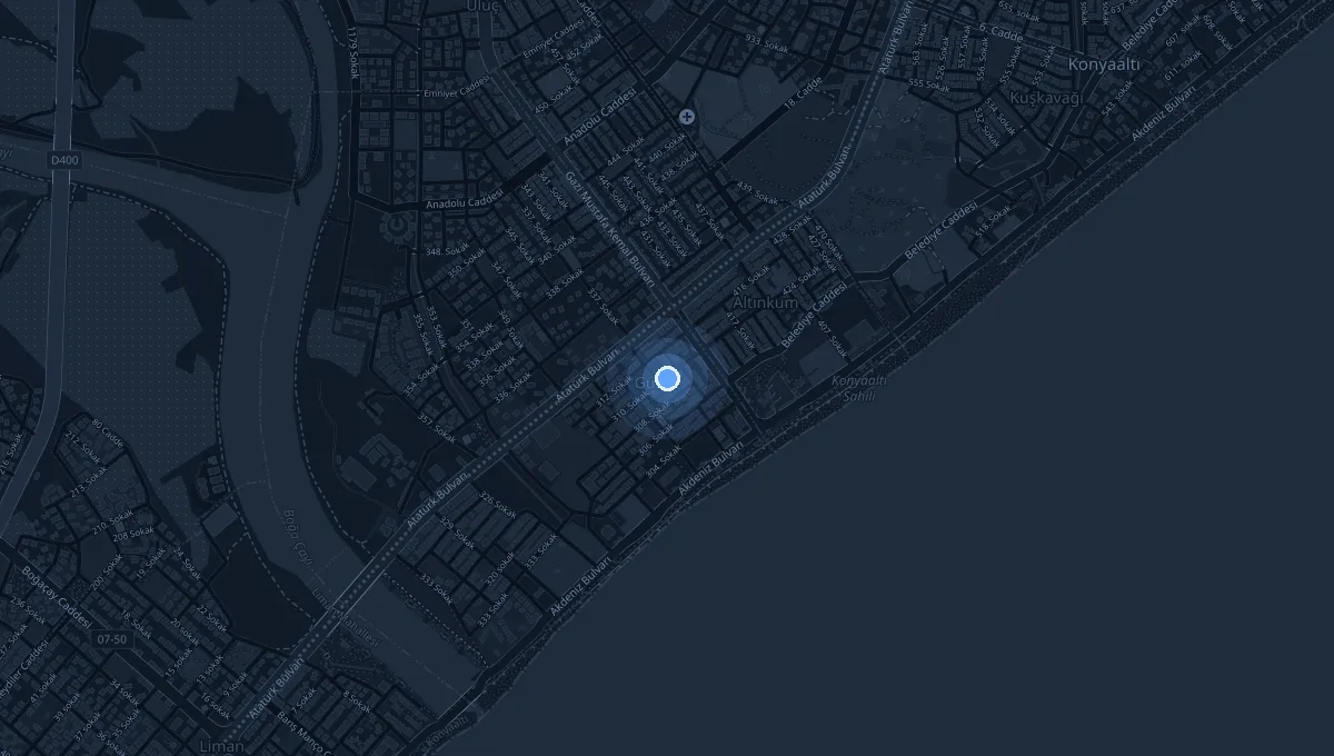 A map showing the office location in Konyaaltı, Antalya